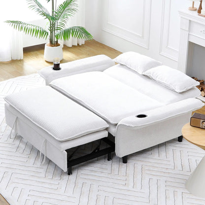 Modern fabric sleeper sofa bed in white with adjustable armrests and backrests, 4-seat modules on Tampa Home & Garden Store