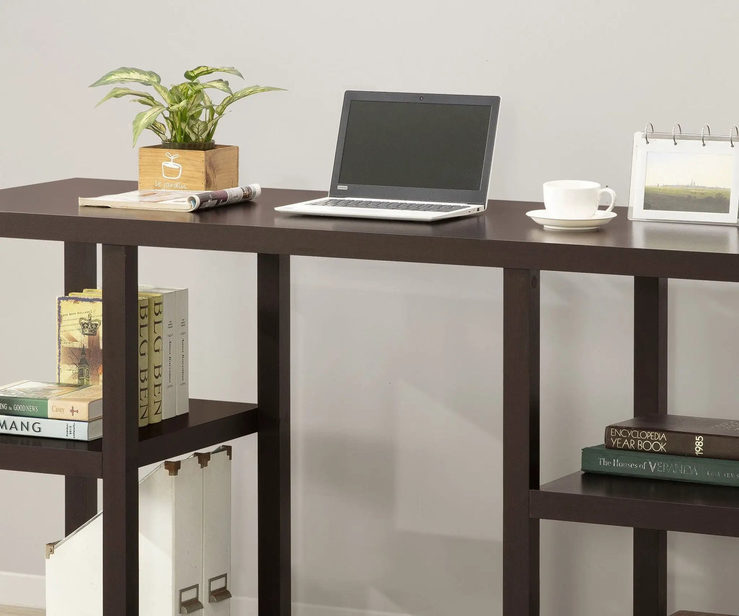 Mahogany Desk with Four Storage Shelves System