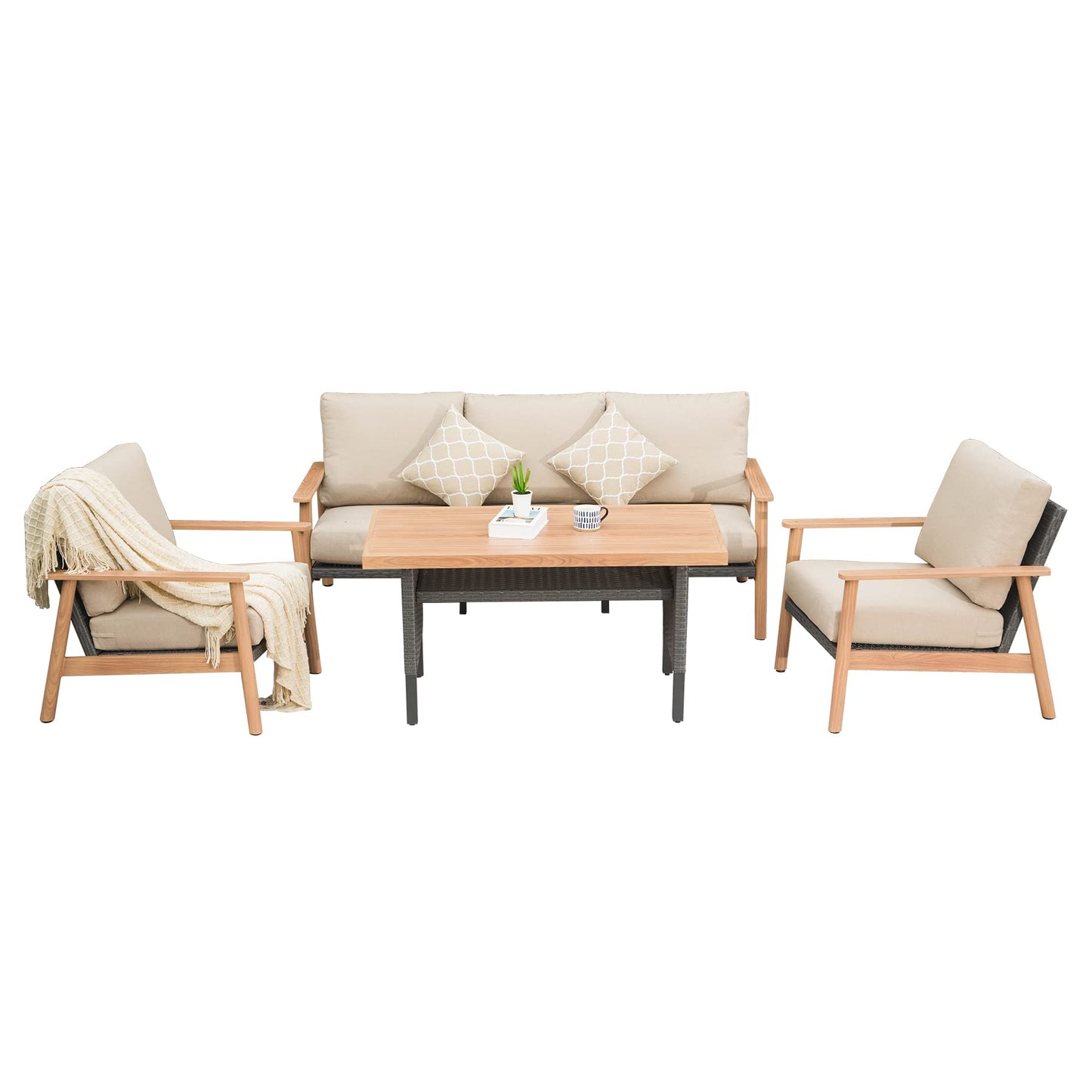 4-Piece Outdoor Wicker Patio Furniture For Garden
