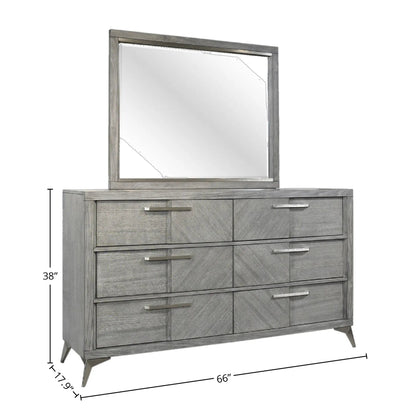 Landscape mirror in weathered gray wood atop a matching gray dresser from Unique Piece Furniture on Tampa Home & Garden Store