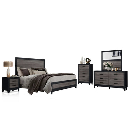 Soluto Bed by Unique Piece Furniture, platform bed with gray wood panels; includes nightstands on Tampa Home & Garden Store