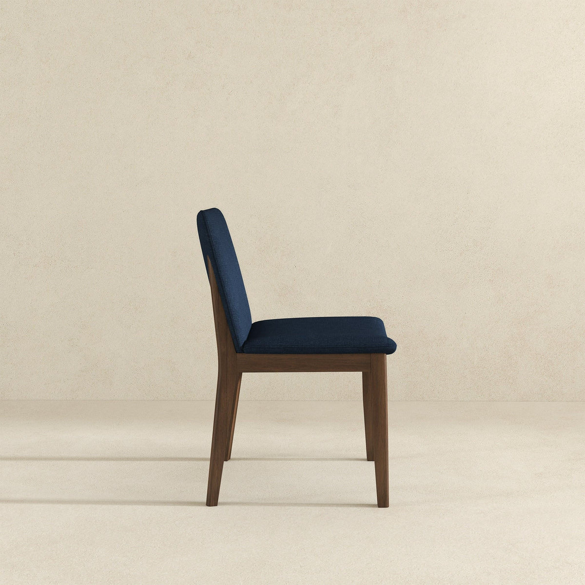 Mid-Century Modern solid wood dining chair with navy fabric upholstery by HouseOfZazla on Tampa Home & Garden Store