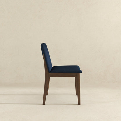 Mid-Century Modern solid wood dining chair with navy fabric upholstery by HouseOfZazla on Tampa Home & Garden Store