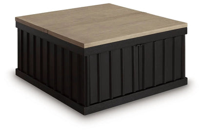 Rylandyn lift-top cocktail table by Unique Piece Furniture black base with light brown top on Tampa Home & Garden Store