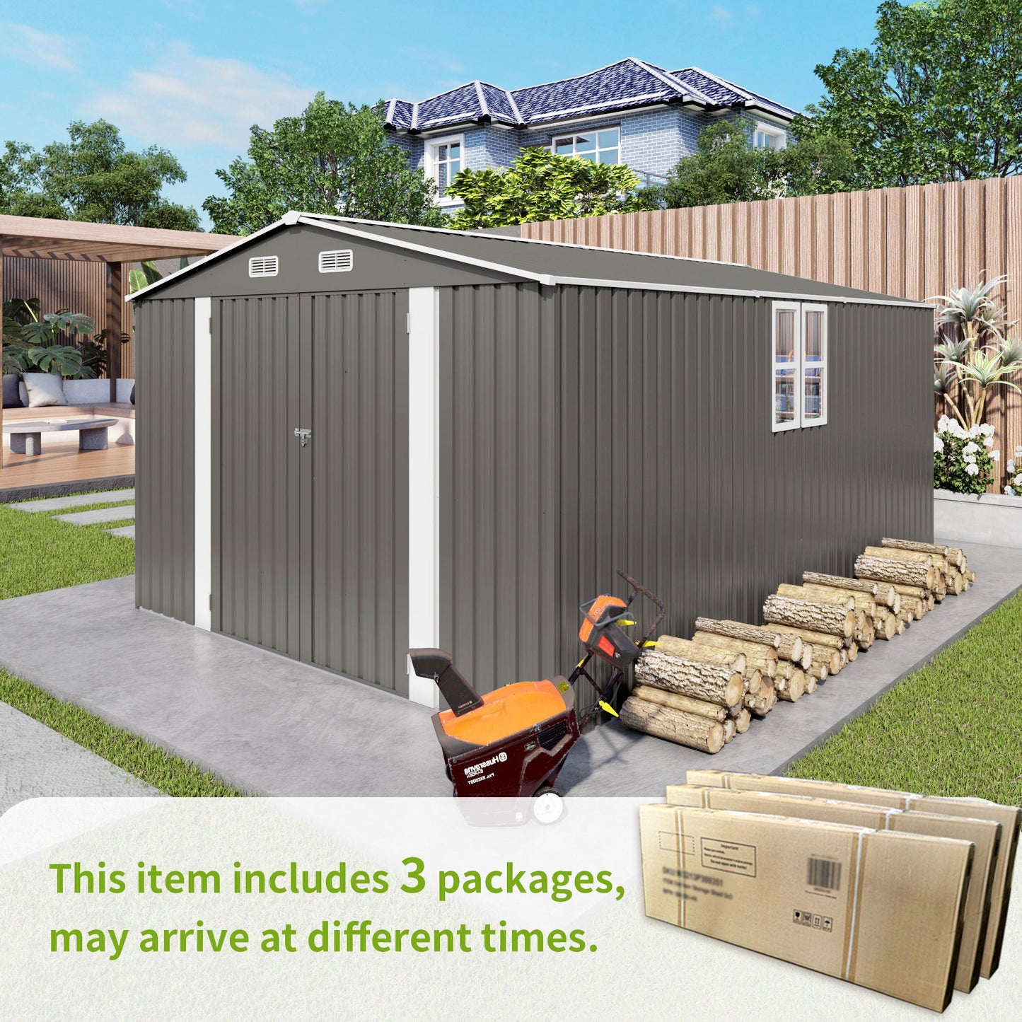 Outdoor Metal Storage Shed With Lockable Doors