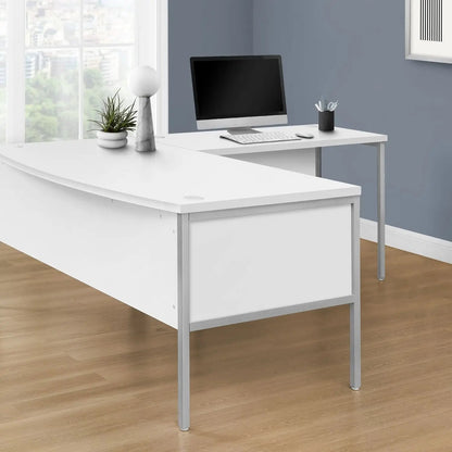 Computer desk white with metal legs, commercial-grade, modern home office setup on Tampa Home & Garden Store
