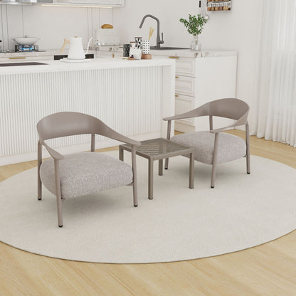3 Piece Outdoor Set with gray cushioned chairs and small mesh table HouseOfZazla on Tampa Home & Garden Store