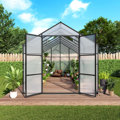 Gain Height Windproof greenhouse by HouseOfZazla, black metal frame with translucent panels on Tampa Home & Garden Store