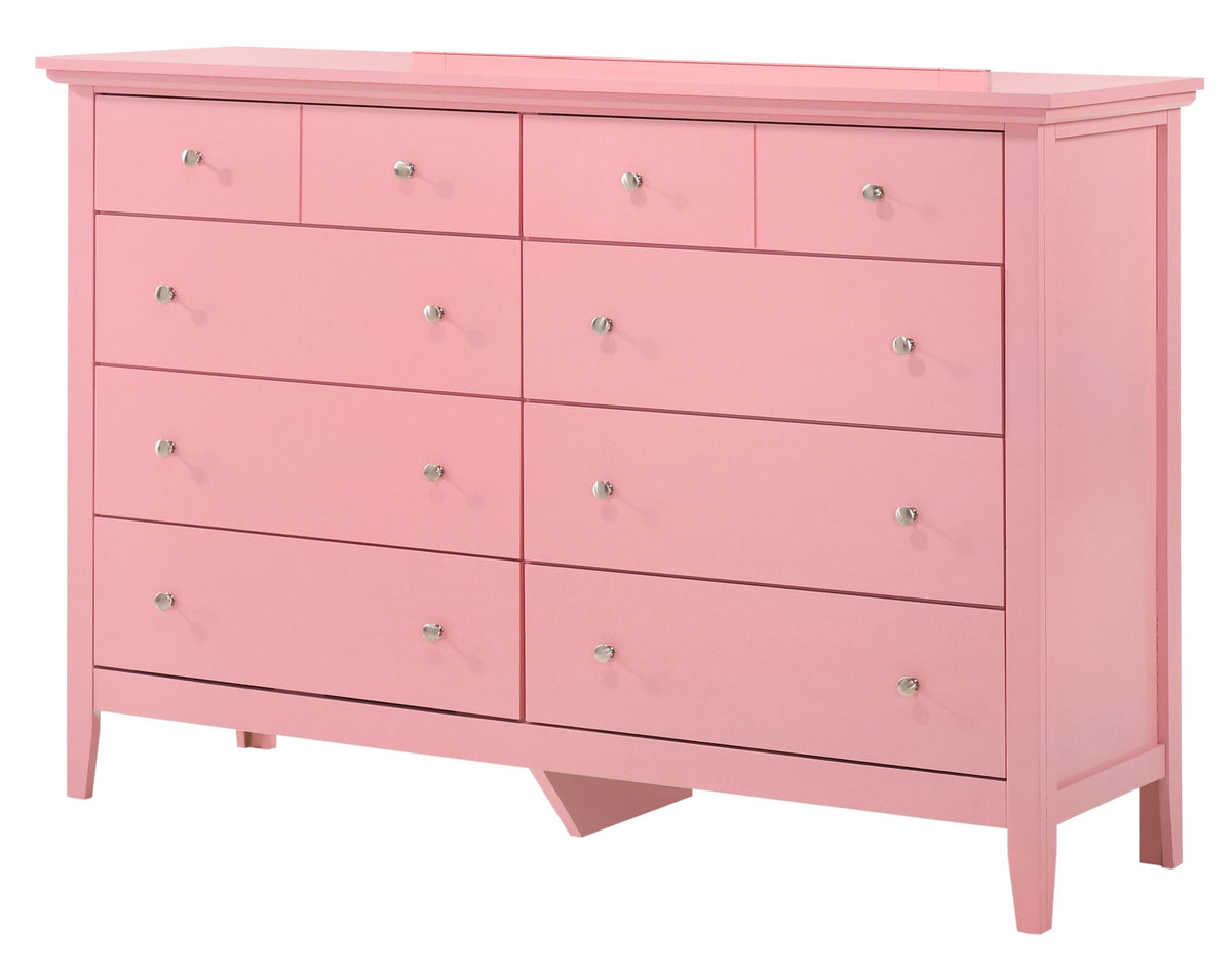 Elegant Casual Dresser pink by HouseOfZazla with ample storage and silver knobs on Tampa Home & Garden Store