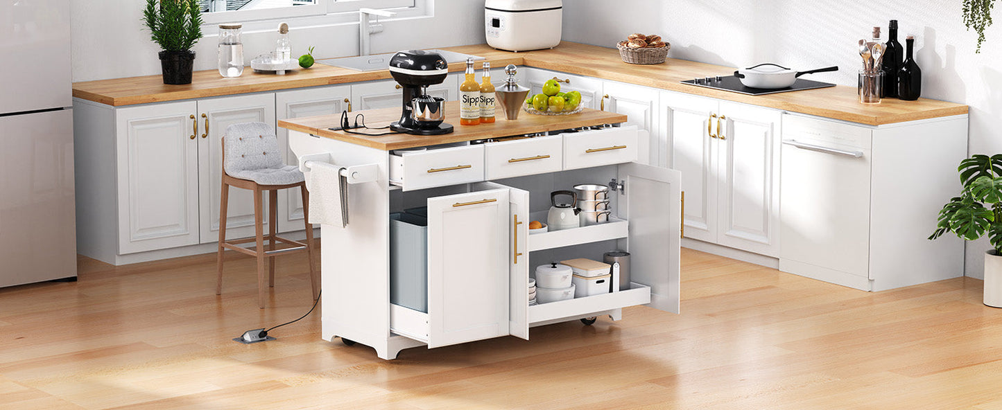 Rolling Kitchen Island With Vintage White Drawers