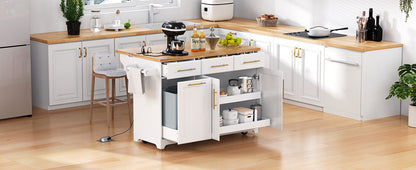 Rolling Kitchen Island With Vintage White Drawers