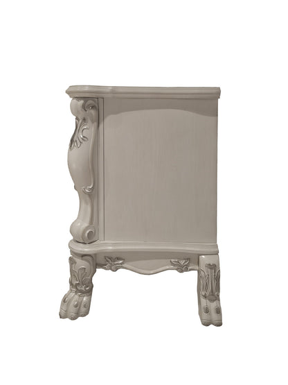 Dresden II Nightstand White by HouseOfZazla; ornate carved legs, scrolling apron on Tampa Home & Garden Store