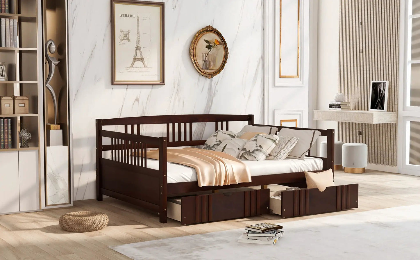 Multifunctional Modern Daybed in dark wood with under-bed storage by Unique Piece Furniture on Tampa Home & Garden Store