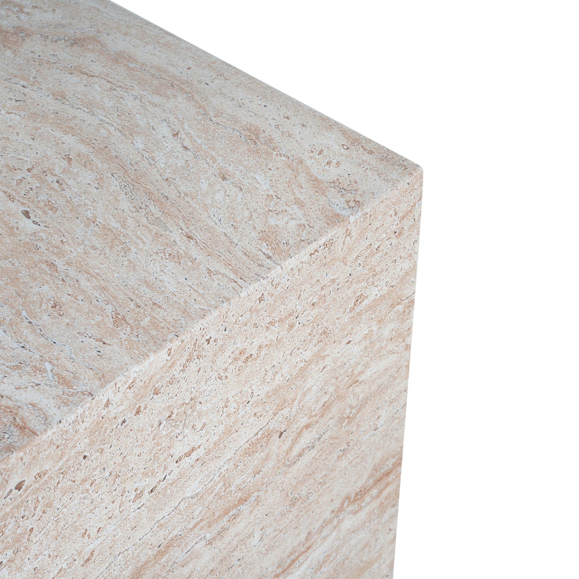 Outdoor Indoor Square Lightweight Side Table with beige stone-textured top on Tampa Home & Garden Store