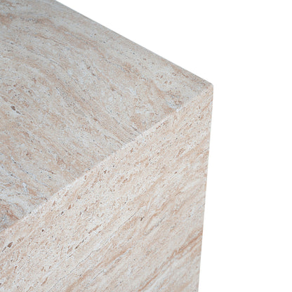 Outdoor Indoor Square Lightweight Side Table with beige stone-textured top on Tampa Home & Garden Store
