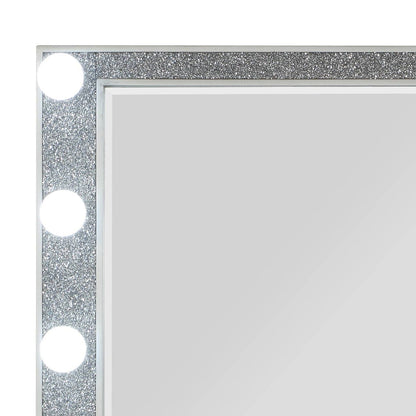 Mirror Sliverfluff with light in champagne glitter frame and round bulbs on Tampa Home & Garden Store