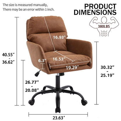 Office Chair With Adjustable Height, brown leather-like upholstery, swivel chair on Tampa Home & Garden Store