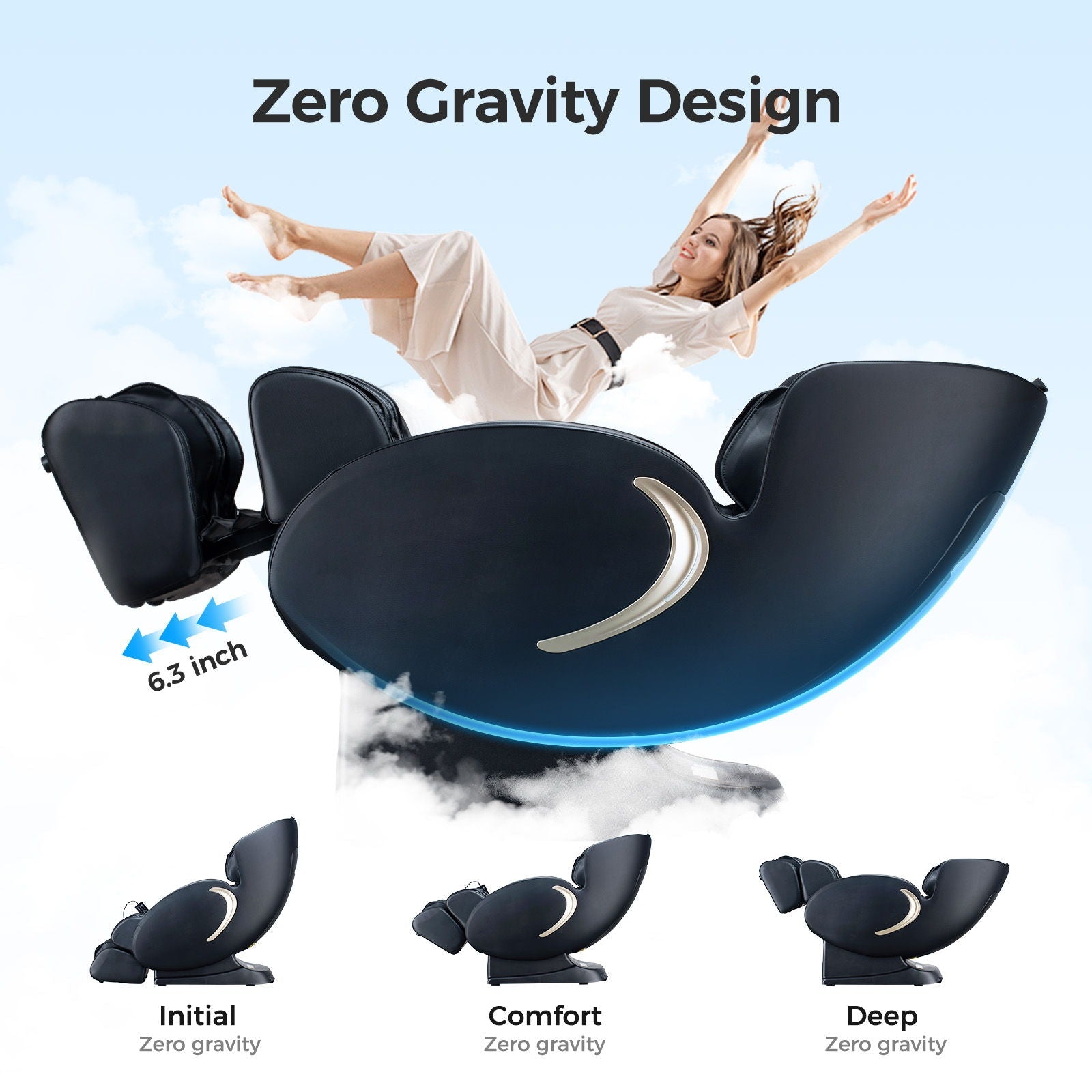 Bosscare 3D Zero Gravity Massage Chair black full-body Shiatsu recliner with app; set of chairs on Tampa Home & Garden Store
