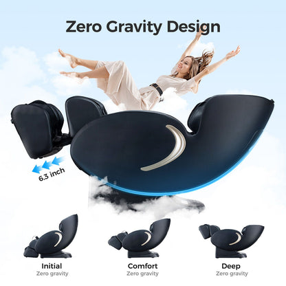 Bosscare 3D Zero Gravity Massage Chair black full-body Shiatsu recliner with app; set of chairs on Tampa Home & Garden Store