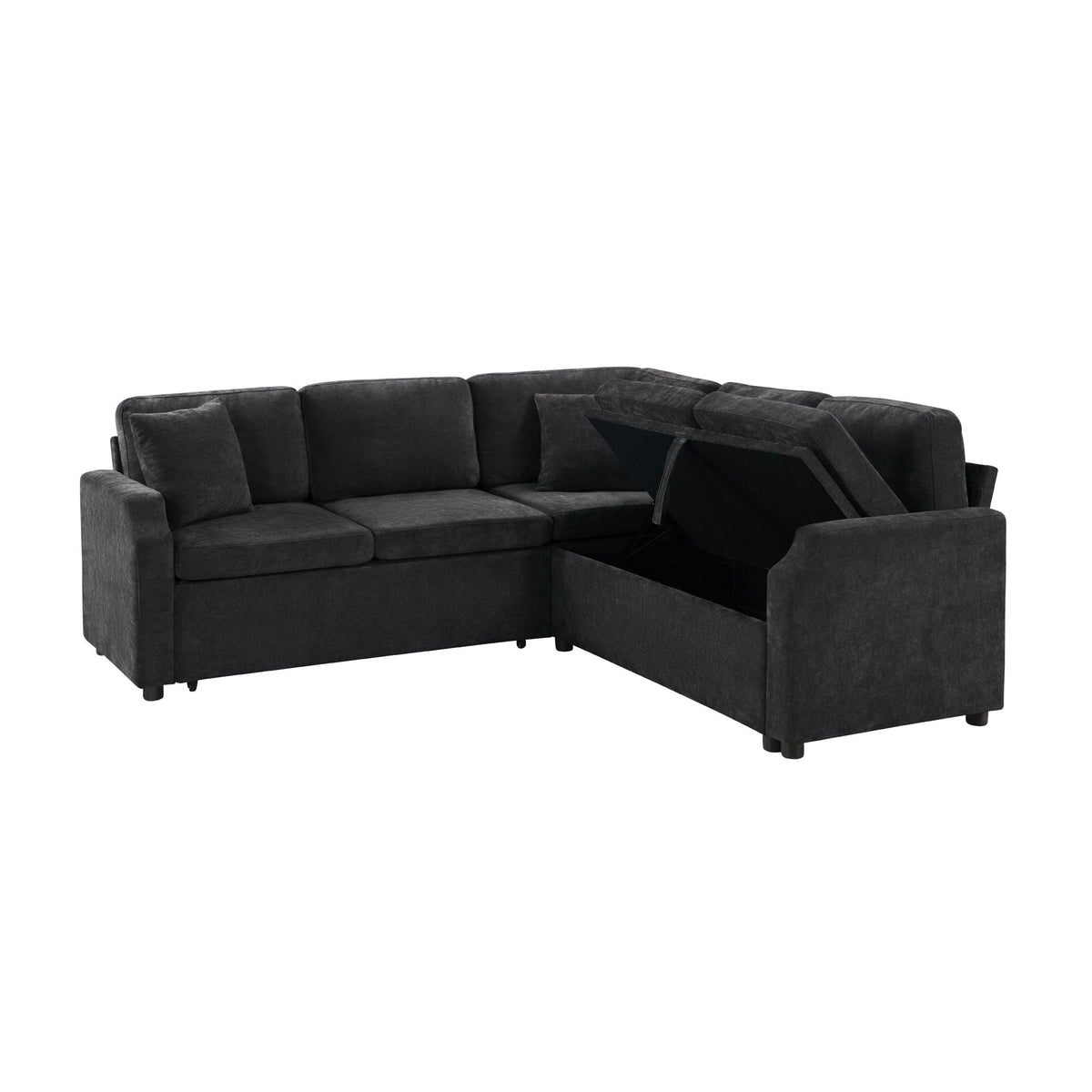 Modern L-shaped sleeper sectional sofa bed gray fabric with hidden storage by HouseOfZazla on Tampa Home & Garden Store