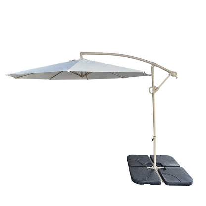 10ft offset patio umbrella light grey canopy curved arm HouseOfZazla base sold separately on Tampa Home & Garden Store