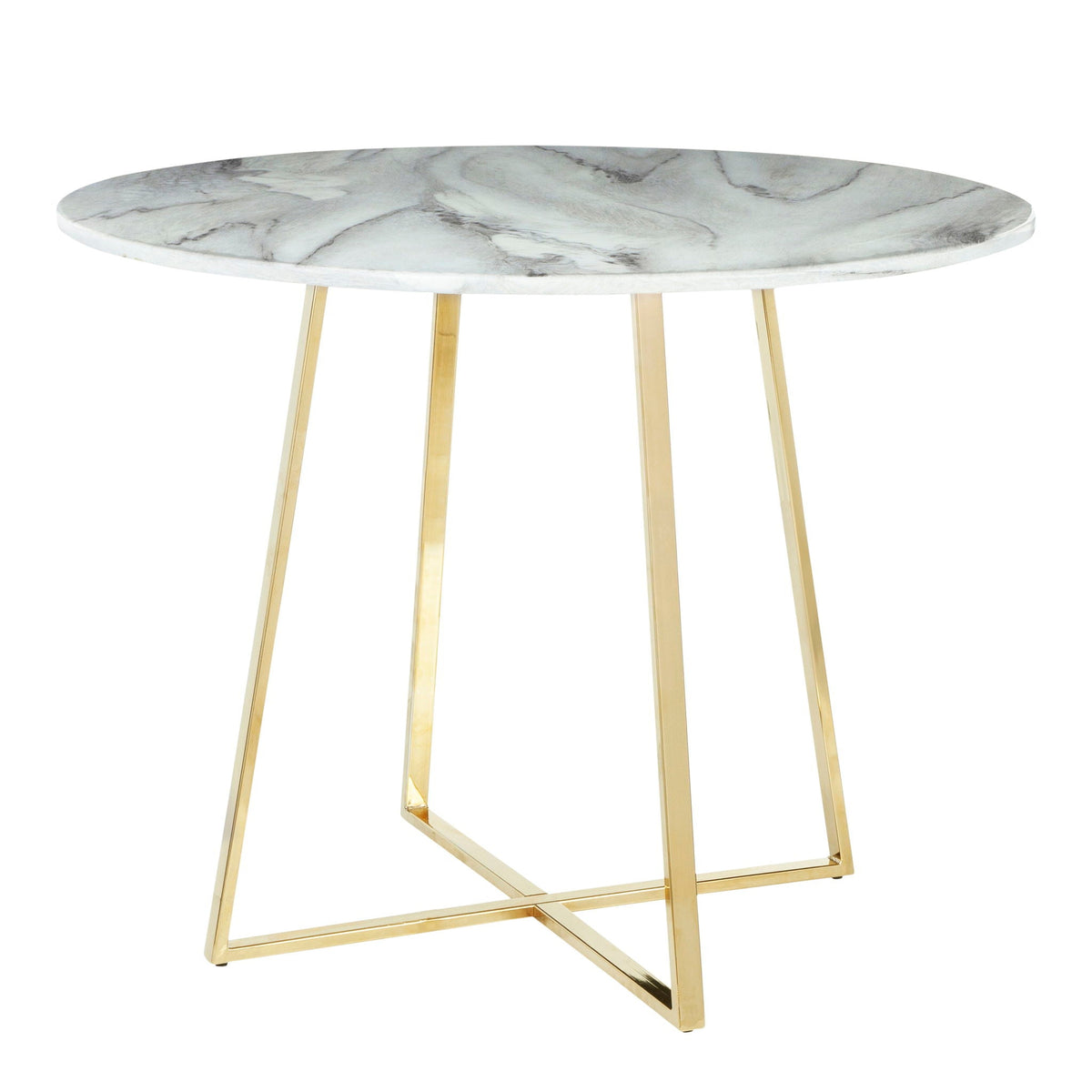Contemporary glam round marble dining table by HouseOfZazla with gold legs on Tampa Home & Garden Store