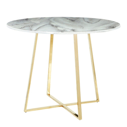 Contemporary glam round marble dining table by HouseOfZazla with gold legs on Tampa Home & Garden Store
