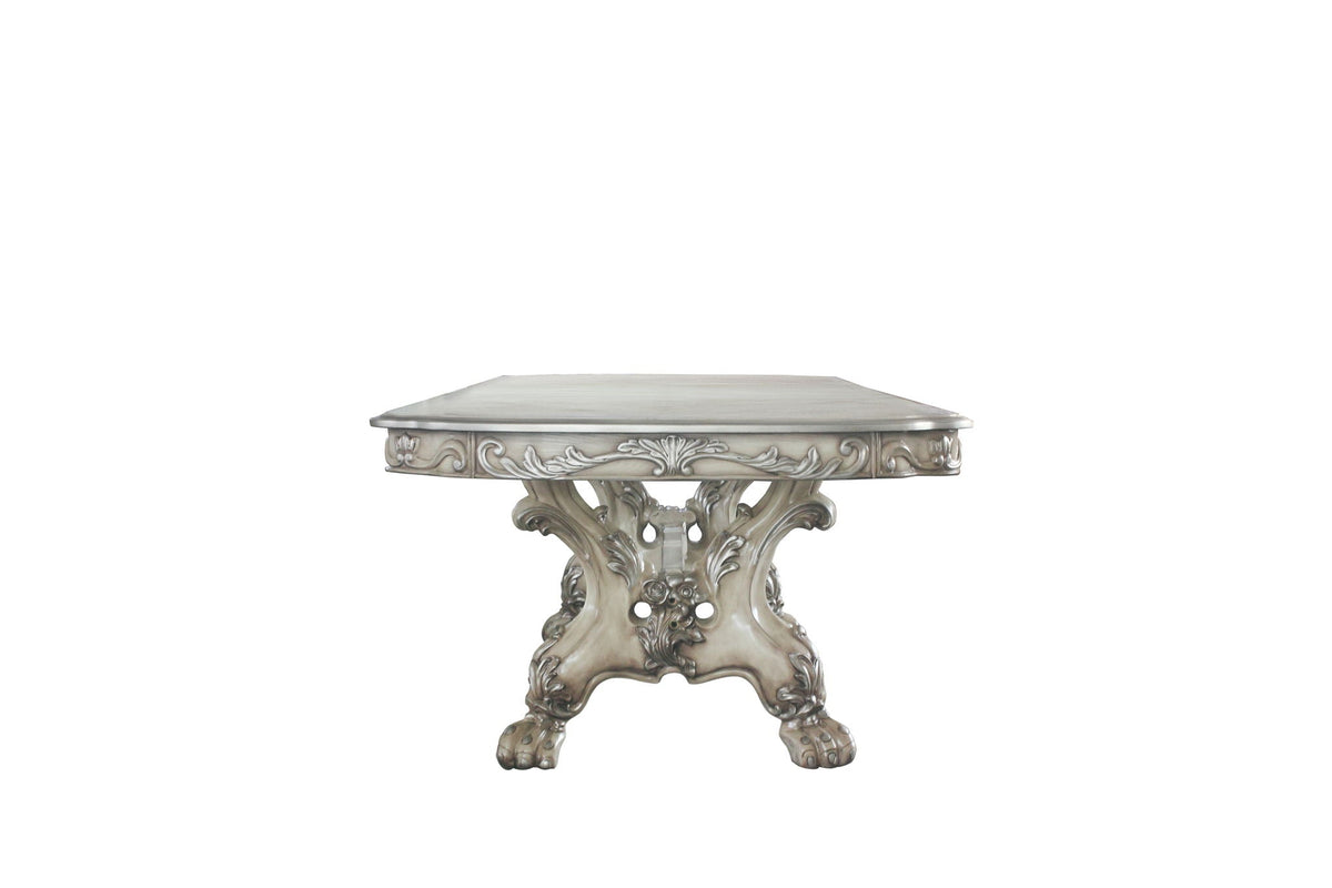 Dining table Dresden Elegant, pearl silver finish with carved wood base HouseOfZazla on Tampa Home & Garden Store