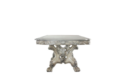 Dining table Dresden Elegant, pearl silver finish with carved wood base HouseOfZazla on Tampa Home & Garden Store