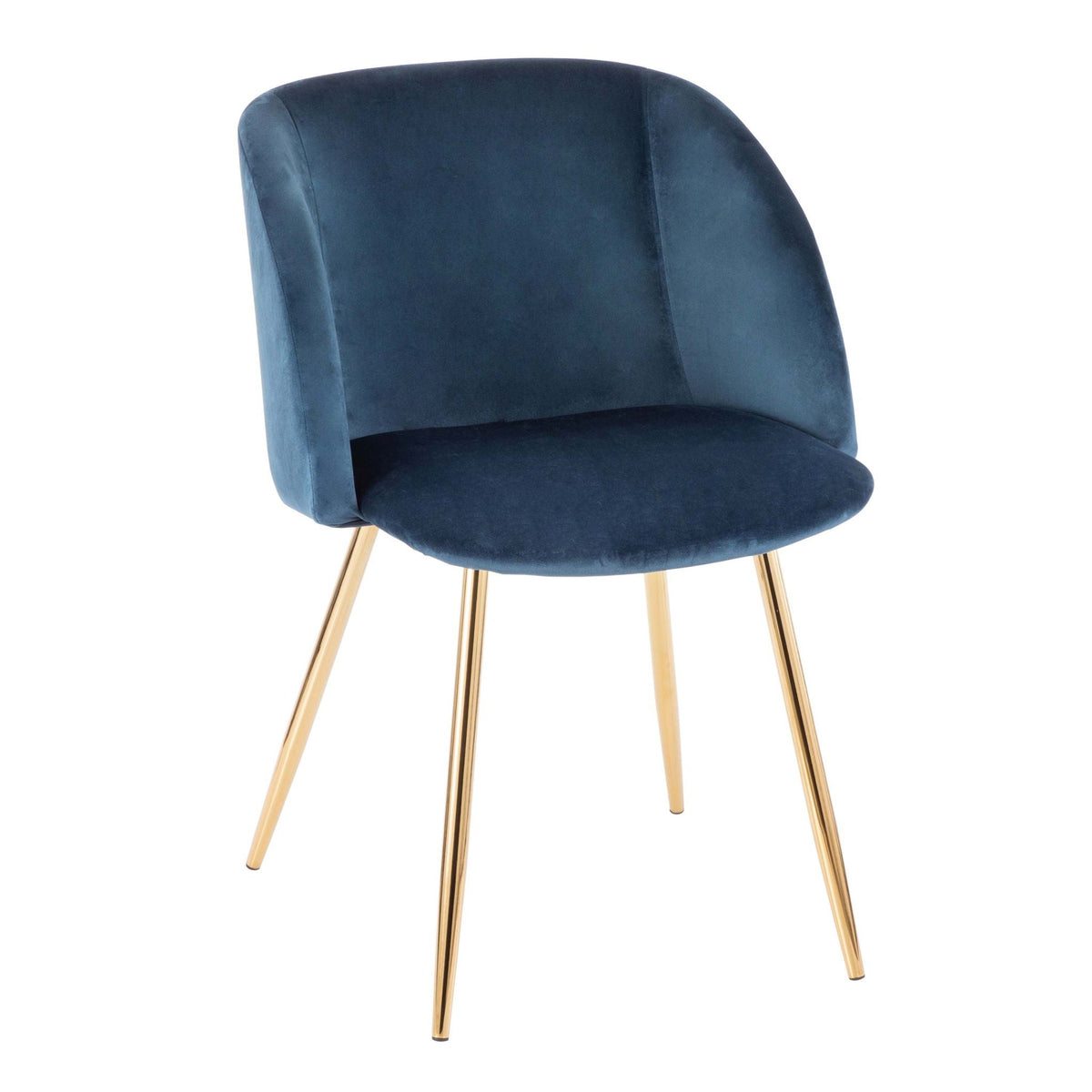 Chair blue velvet upholstery with padded seat and gold metal legs by HouseOfZazla on Tampa Home & Garden Store