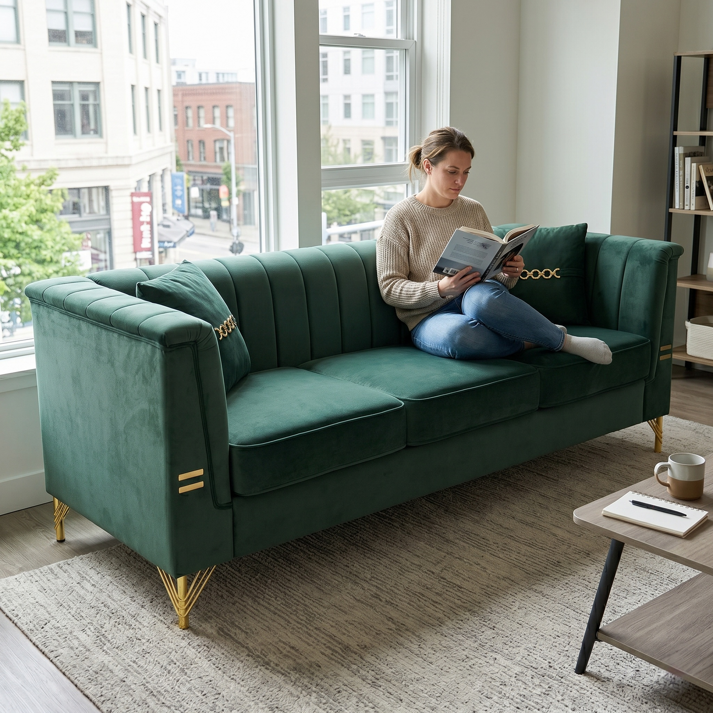 Contemporary Velvet Sofa For Living and Home