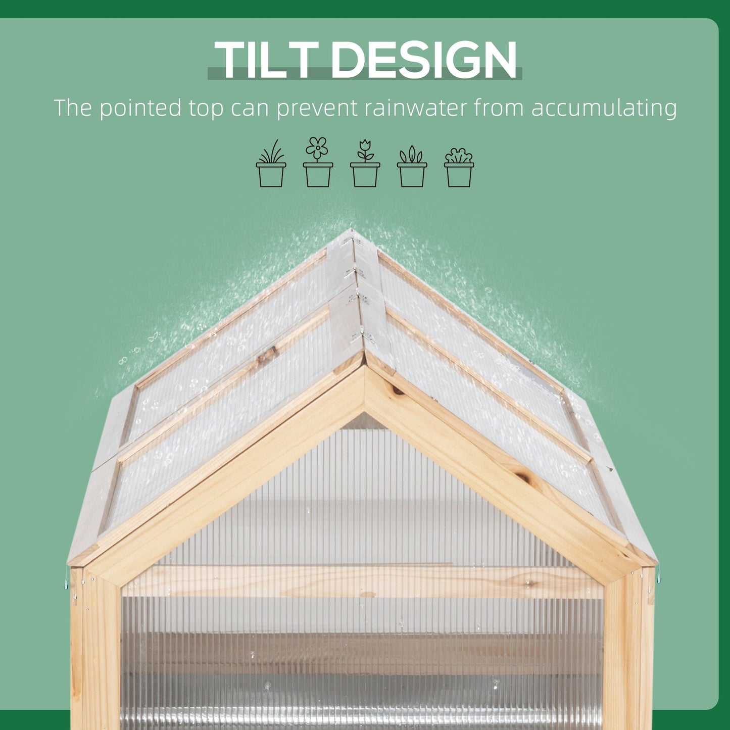 Outsunny raised garden bed with polycarbonate greenhouse, natural wood frame 48x24x32 in on Tampa Home & Garden Store
