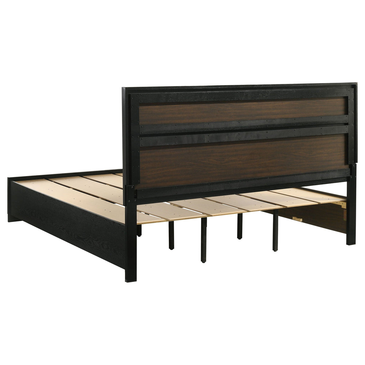 Storage Platform Bed 2 Drawer by HouseOfZazla with black metal frame and dark wood headboard on Tampa Home & Garden Store