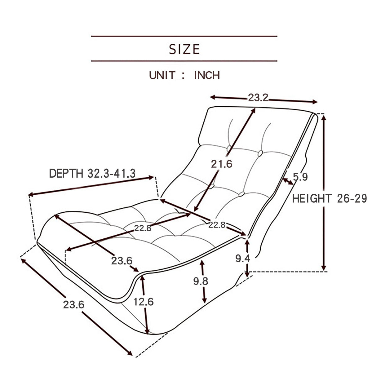 Reclining Japanese chair lazy sofa tatami adjustable balcony chair by HouseOfZazla diagram on Tampa Home & Garden Store