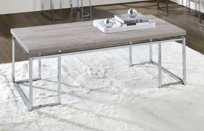Chafik coffee table with light wood top and chrome frame, Unique Piece Furniture on Tampa Home & Garden Store
