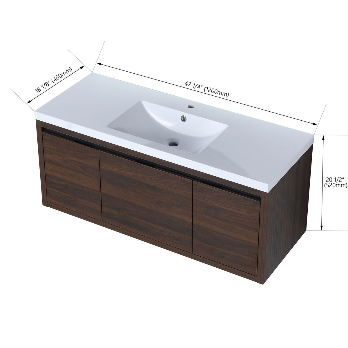 Floating bathroom vanity with resin sink on white countertop; soft-close doors HouseOfZazla on Tampa Home & Garden Store