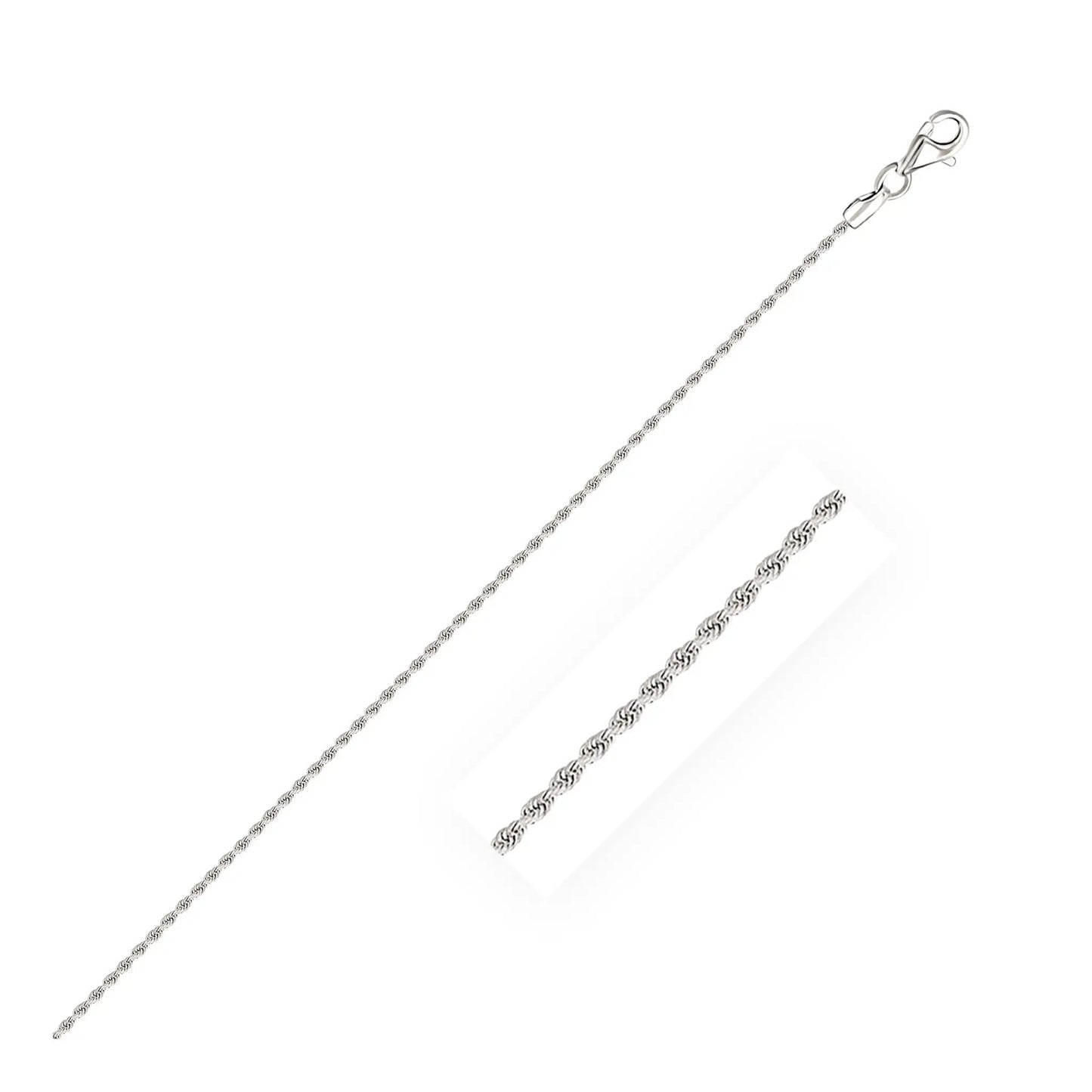 14k white gold diamond-cut rope chain necklace 1.5mm with lobster clasp on Tampa Home & Garden Store