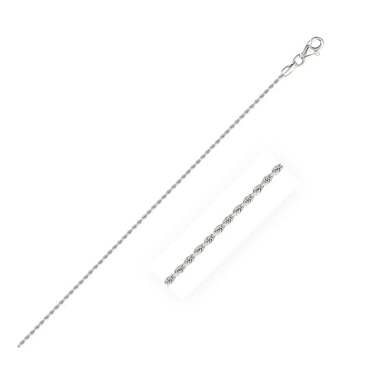 14K White Gold Rope Chain 1.5mm Diamond Cut
