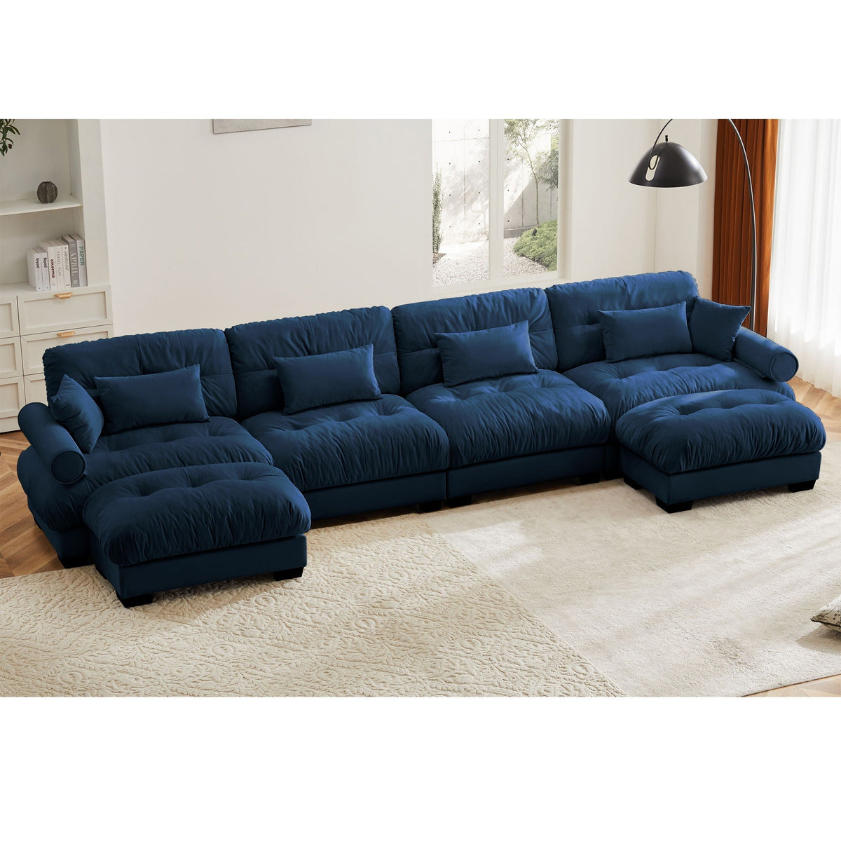 Super Comfort Oversized Modular Sectional Sofa With Movable Ottoman, blue, 2-piece on Tampa Home & Garden Store