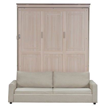 Queen Size Murphy Bed and Sofa with Led Beige