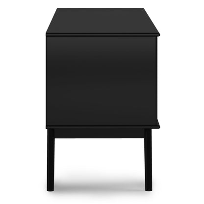 Handcrafted Mid Century TV Stand and Storage in black with slim square legs on Tampa Home & Garden Store
