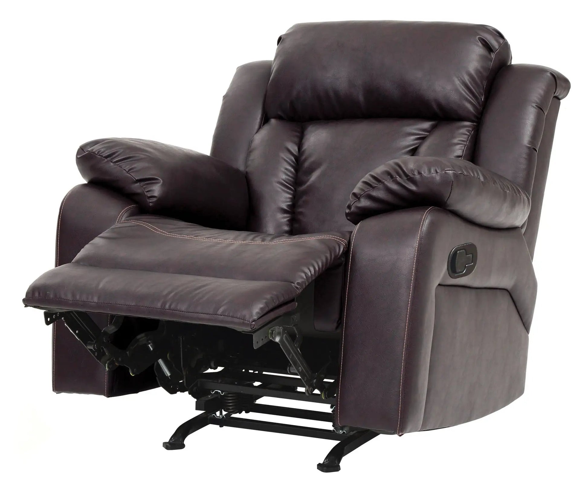 Comfortable Rocking Motion Recliner dark brown leather by Unique Piece Furniture with footrest on Tampa Home & Garden Store
