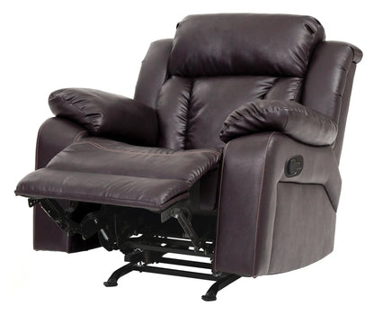 Comfortable Rocking Motion Recliner dark brown leather by Unique Piece Furniture with footrest on Tampa Home & Garden Store