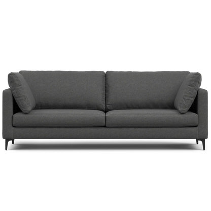 Ava mid century sofa charcoal gray fabric with slim metal legs and two seat cushions on Tampa Home & Garden Store