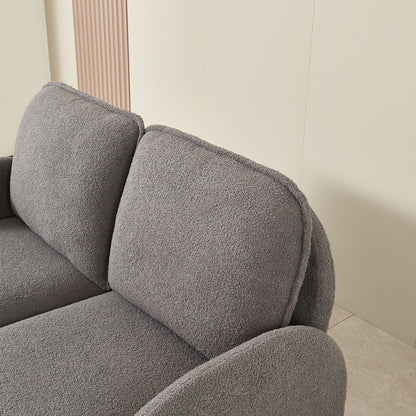 Loveseat sofa in gray Sherpa fabric with plush cushions, HouseOfZazla stationary loveseat on Tampa Home & Garden Store
