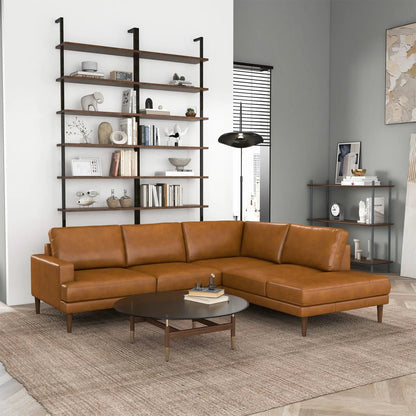 Corbin L-shaped sectional sofa, stationary, tan leather by Unique Piece Furniture on Tampa Home & Garden Store