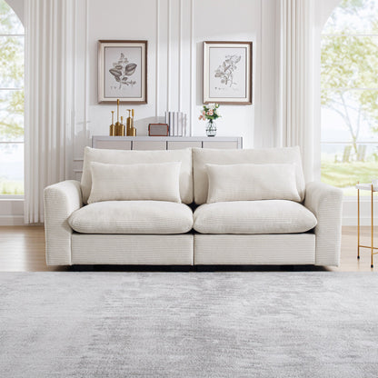Beige Corduroy Sofa and Durable Daily Use Comfort