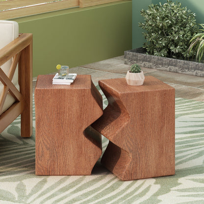 Set of 2 Modern Outdoor Accent Side Tables