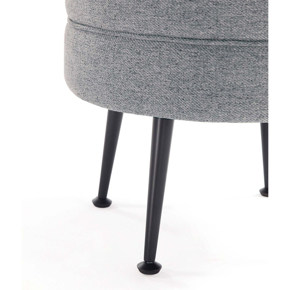 Bailey Accent Ottoman grey woven fabric with black tapered legs on Tampa Home & Garden Store