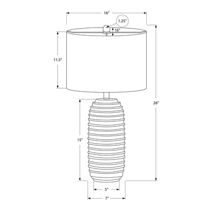 Table lamp cream resin with ribbed base and 16in drum shade Unique Piece Furniture on Tampa Home & Garden Store